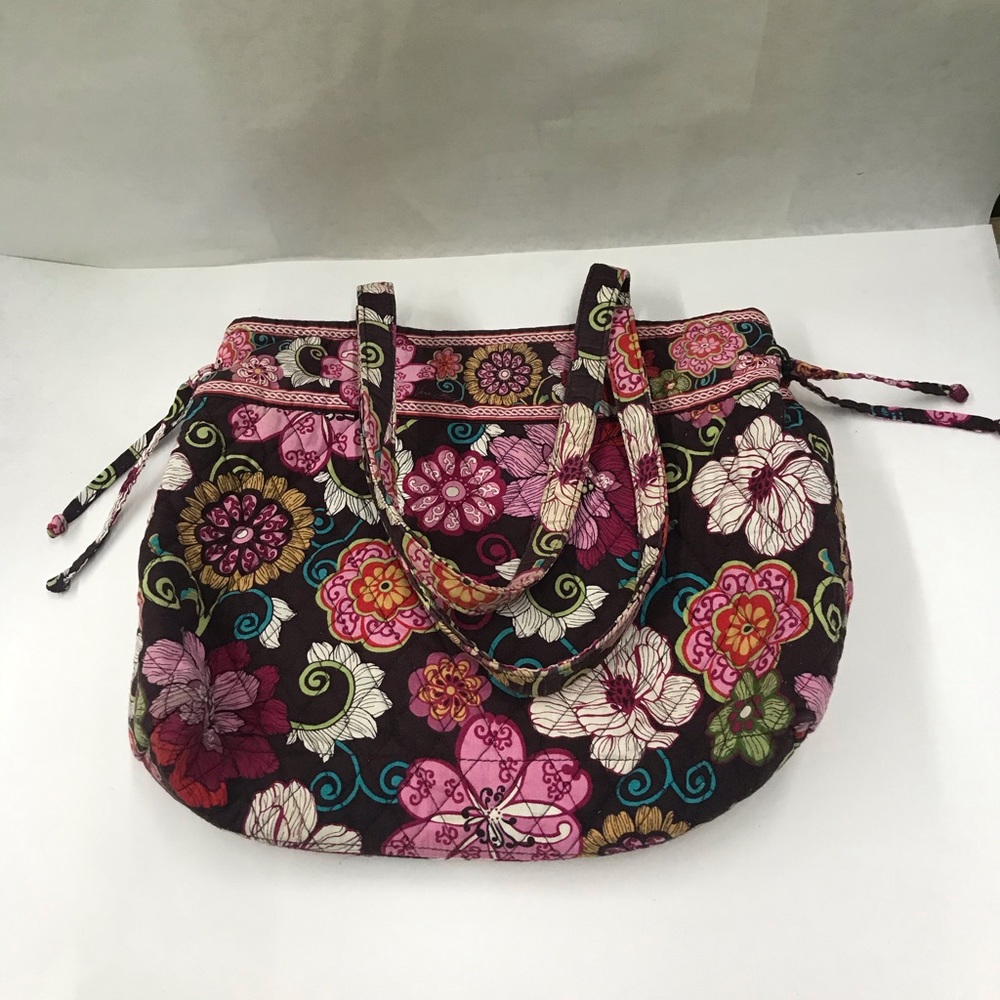 Vera Bradley flower print purse with matching wallet - Picture 2 of 8
